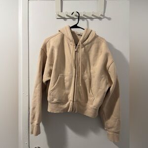 Beige Cropped Hoodie